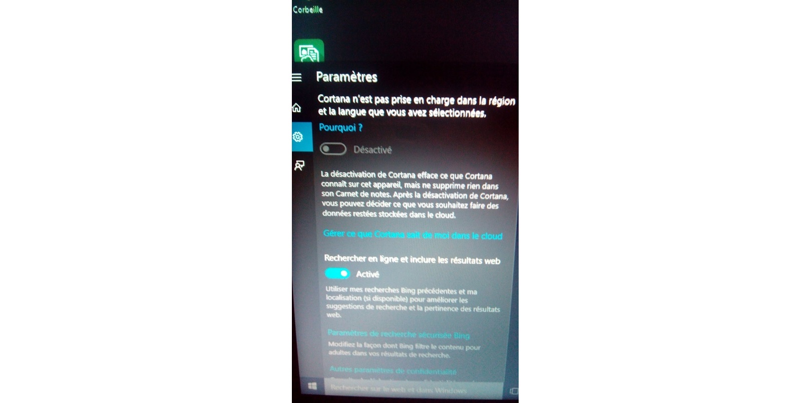 Problème avec Windows 10 et Cortana ?